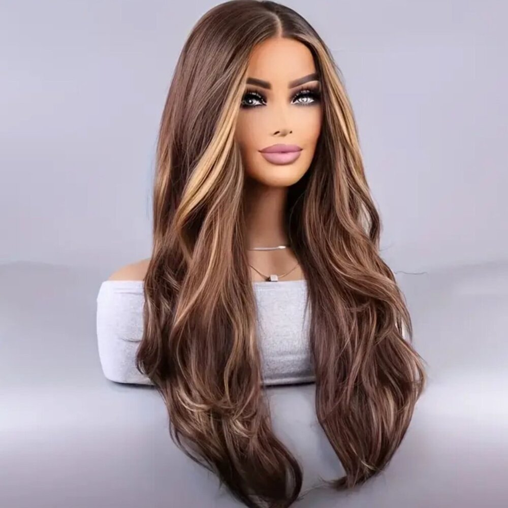 NEW 28 inch Long Ombre brown glueless wig